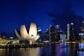 Singapore skyline at night
