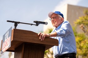 Senator Bernie Sanders speaking at LA Fighting Oligarchy Tour rally