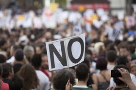 Protest banner No demonstration