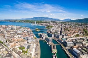 Aerial view of Leman lake, Geneva, Switzerland