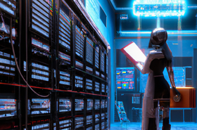 An AI writing about data centers, digital art